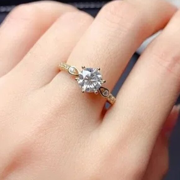 🦋 Romantic Beautiful Carved Zircon Gold Plated Dainty Ring for UNVN12001 - Picture 3 of 6